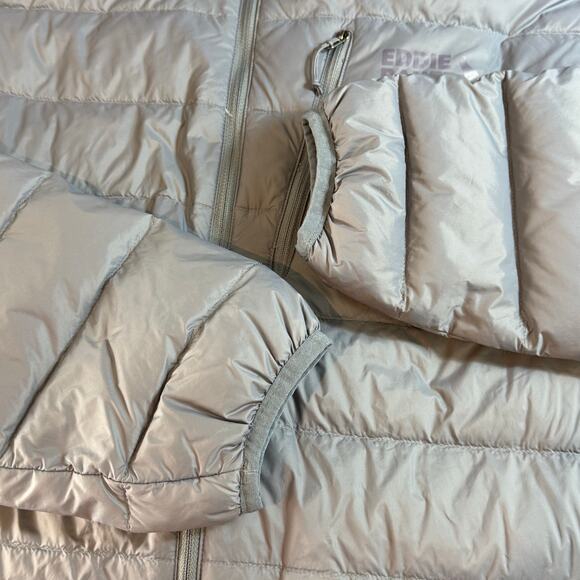 Eddie Bauer Down 550 Puffer Jacket Size XL Hooded Hiking Lightweight Packable - Picture 13 of 16